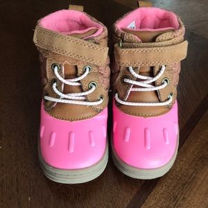 Toddler girls pink and brown boots size 6